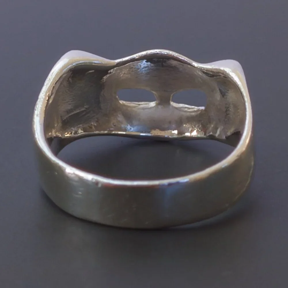 Sterling Silver Cat Mask Ring – Open Eyes, Size 5.5, 3.45 g